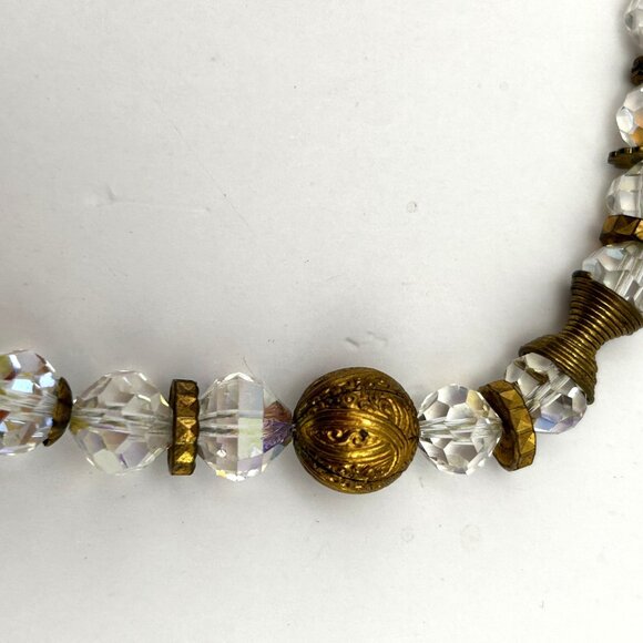 Vintage Czech Crystal Necklace Gold Tone Beads 14/20 GF Clasp 164 DRGM GES Mark - Picture 4 of 16
